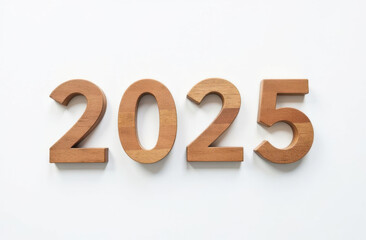 2025 new year concept with wooden numbers for holiday design and decor