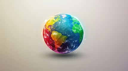 Colorful world icon with Earth illustration