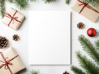 christmas celebration greeting card with decorations branches and details winter theme