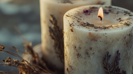 burning candle on a plate