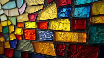 Stunning hues of red, blue, yellow, and green blend together as sunlight illuminates the vibrant stained glass artwork, showcasing detailed craftsmanship - Powered by Adobe