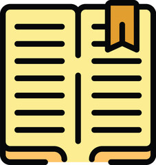 Open book with a bookmark indicating a place to return to, showing blank pages for your text or drawing