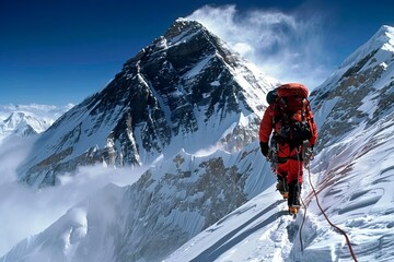 Mountain Climber Approaching the Summit