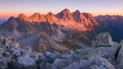 Obraz premium Majestic Mountain Range at Sunset