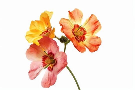 Four o clock blossoms on white background