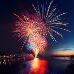 Fototapeta premium celebratory fireworks you may see at midnight on January 31. 2025