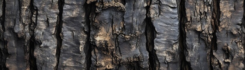 Close-up Texture of Dark, Cracked Tree Bark