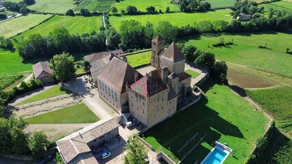 drone photo Pierreclos castle france europe