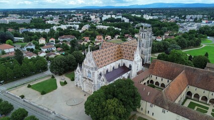 drone photo Brou Royal Monastery france europe