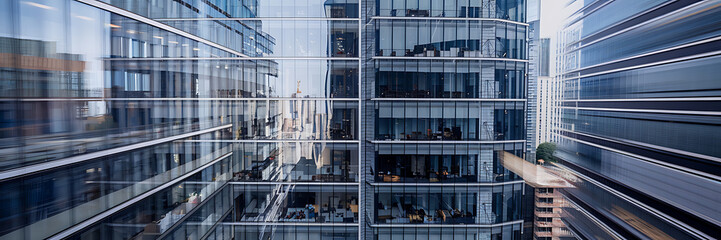 Modern glass buildings  blue and grey  abstract urban architecture  city life  business concept   