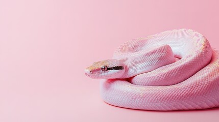 Pink snake coiled up on matching background