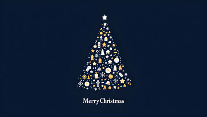 Minimalist Christmas Tree Design with Holiday Icons 