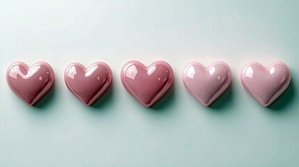Obraz premium A Charming Display of Pink Glossy Hearts for Decorative Appeal