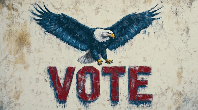 Eagle motif with vote message showcasing patriotism for the elections in the USA