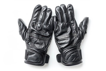 Leather motorcycle gloves on white background