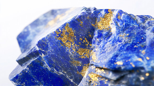 close up blue lapis lazuli gemstone with golden pyrite inclusions  macro photography