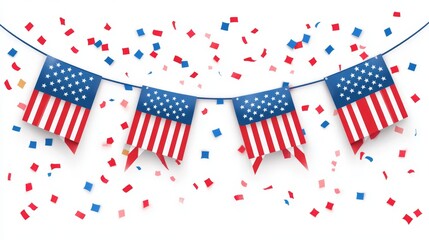 Obraz premium Festive American Flag Banners with Confetti for Celebrations