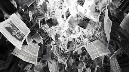 Old torn black and white newspaper pattern
