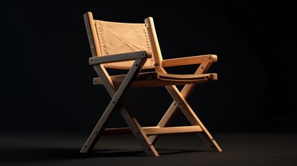 Obraz premium Wooden Folding Chair with Leather Seat