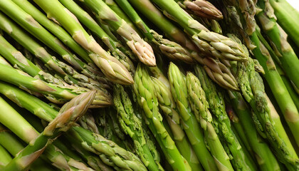 Asparagus Vegetables, Creative background design with food theme, focus on the pile of fresh Asparagus
