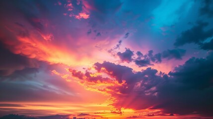 Obraz premium A dramatic sunset with vibrant colors lighting up the sky