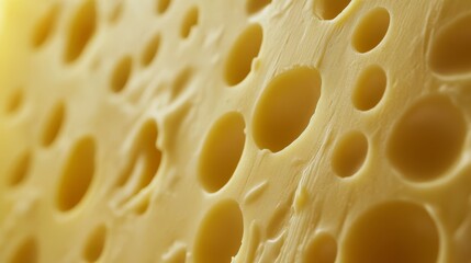 Close-up of Swiss Cheese Texture with Holes