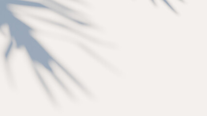 Obraz premium Gobo shadows of Palm tree leaves on a plain background, 4k UHD 16:9. Realistic tropical leaves shadows for overlay, multiply effects. Cool tinted shadow, warm light. 