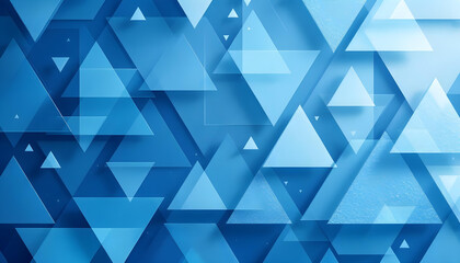 Floating triangles and prisms in a cool blue abstract design