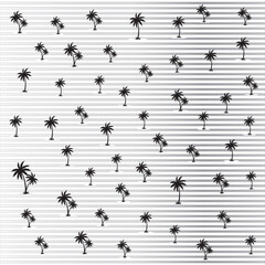 Palm tree seamless pattern isolated black and white retro style line suit for decoration summer tropical vector