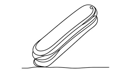 One continuous line illustration of an &eacute;clair, isolated on white background.