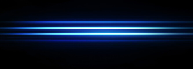 Blue horizontal rays on a black background, with a glowing light effect and bright colors