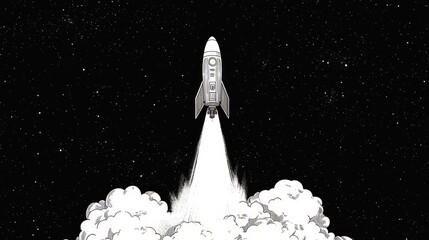 Rocket Launching into Space Illustrating Exploration and Adventure
