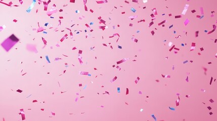 Colorful Confetti on Pink Background