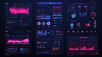 Futuristic Data Visualization Dashboard with Neon Effects