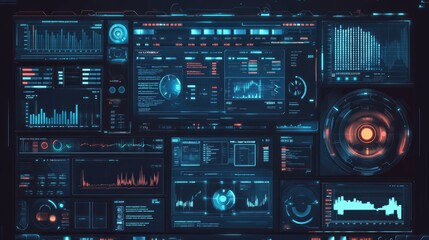 Fototapeta premium Futuristic Data Visualization Interface with Advanced Analytics