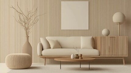 Modern Minimalist Living Room Interior with Neutral Tones