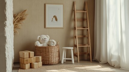 Cozy Minimalist Children's Room with Storage and Decor