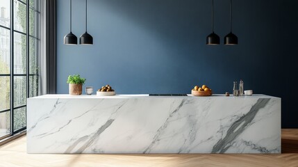 Modern Kitchen Interior with Marble Countertop and Stylish Décor