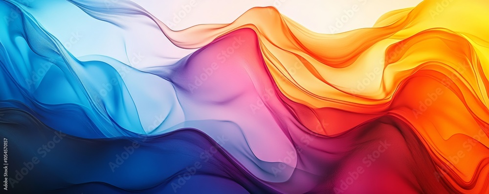 Poster Colorful abstract waves in gradient spectrum, artistic background. Creativity and expression concept