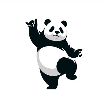 cute panda bear dance illustation stencil	