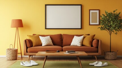 Cozy Living Room with Earthy Tones and Minimalist Decor