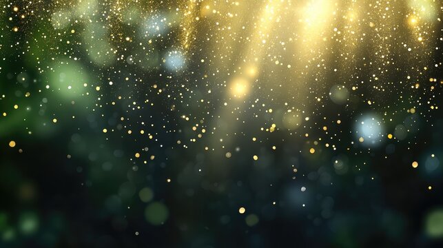 Radiant golden lines shine against a dark backdrop, offering an elegant presentation setting enriched with a beautiful bokeh effect