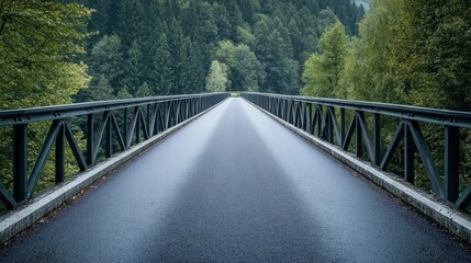 Fototapeta premium An empty bridge stretching into the distance, symbolizing progress and transition, concept transition