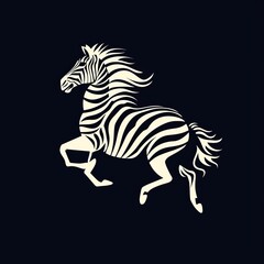 Striking silhouette of a zebra running against a black background.
