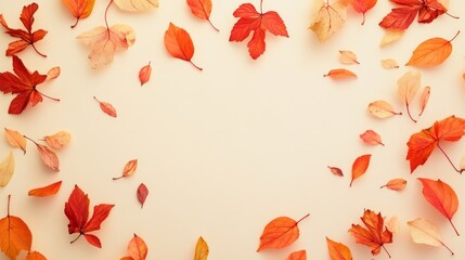 Autumn Leaves on Cream Background
