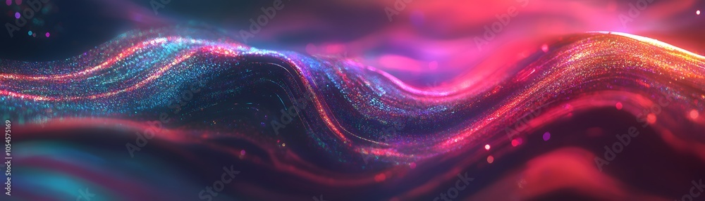Wall mural abstract wavy pattern with shimmering glitter and bokeh lights