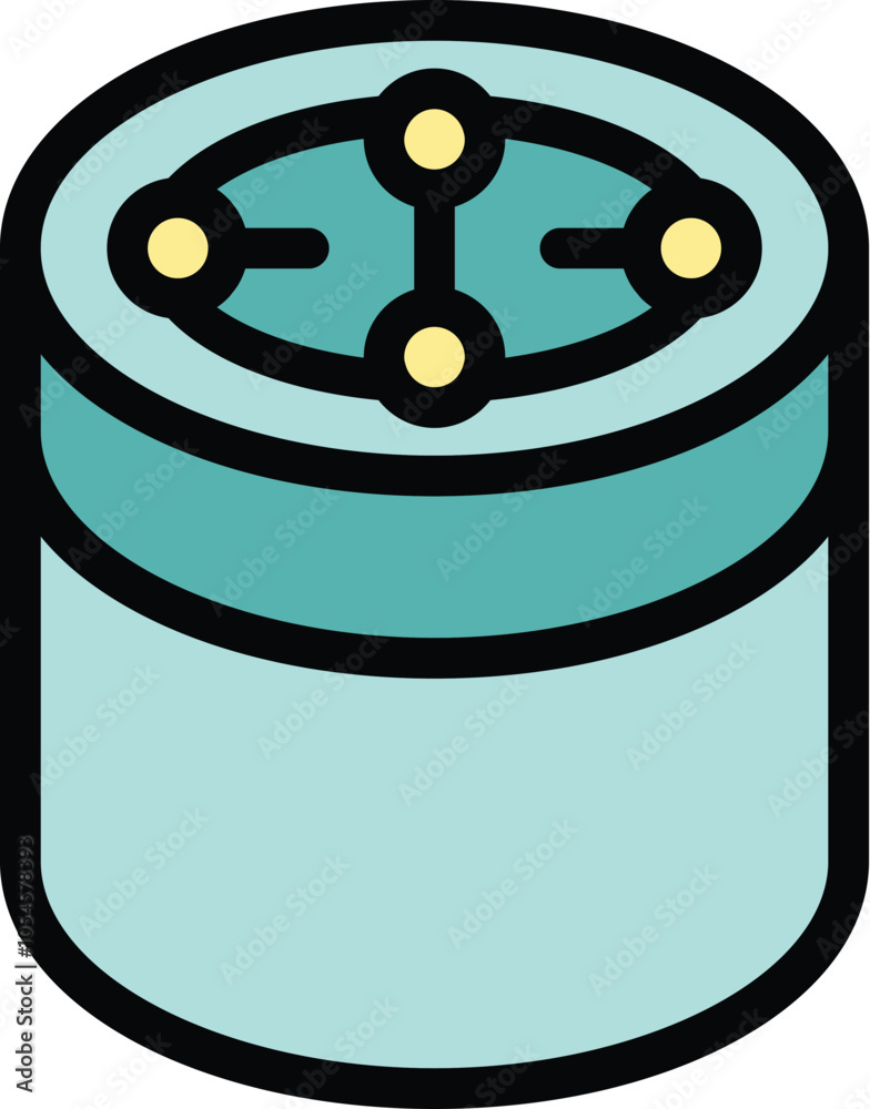 Poster this vector illustration features a data network hub, symbolizing a decentralized database storage s