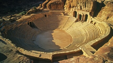 Ancient Rock Theatre in Petra, Jordan