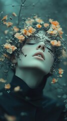 Artistic Portrait with Floral Headpiece