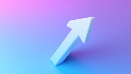 3D White Up Arrow on a Purple and Blue Gradient Background